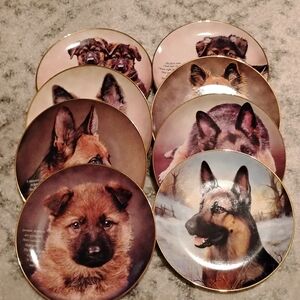 Danbury Mint German Shepherd Collector Plates - Brown, Black, Gold